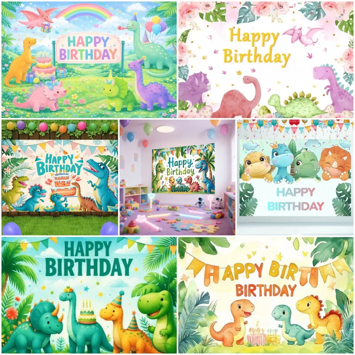 

Cartoon Dinosaur Birthday Party Backdrop Jungle Dinosaur Child Party Decoration Background Baby Shower Supplies Kid Room Photo