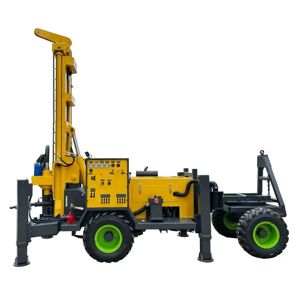 Гидравлическая установка для бурения водяных скважин, глубина 300-500 м, колесная мобильная машина, дистанционное управление, бурение скважин, прямая продажа с фабрики Гидравлическая установка для бурения водяных скважин, глубина 300-500 м, колесная мобильная машина, дистанционное управление, бурение скважин, прямая продажа с фабрики