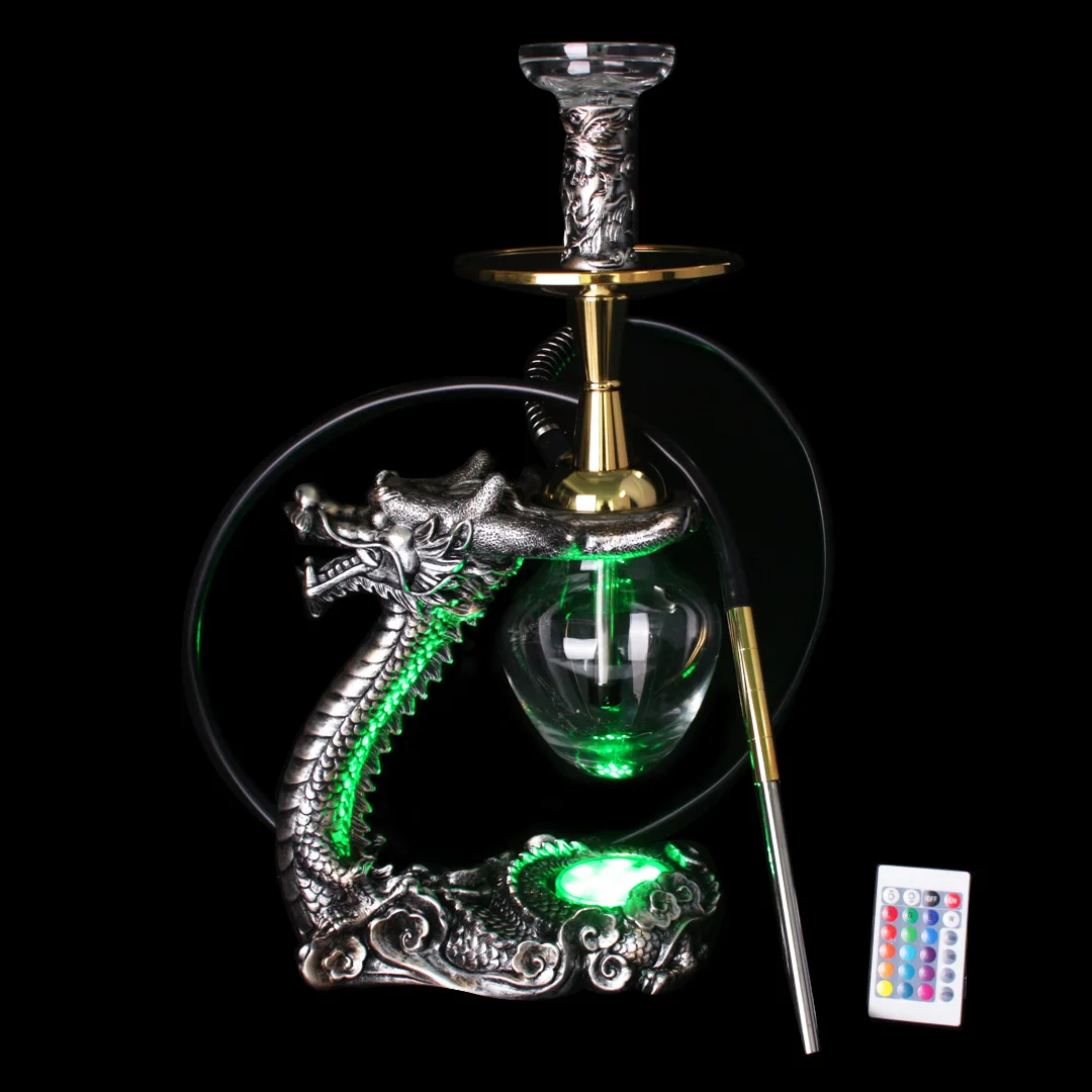 Chinese Elements Oriental Dragon Shape LED Light Hookah Process, Resin Shisha, New Style, Narguile Complete Smoke Accessory