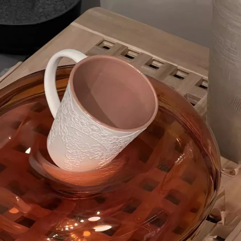 Ceramic mug, ceramic couple coffee lace cup, coffee cup