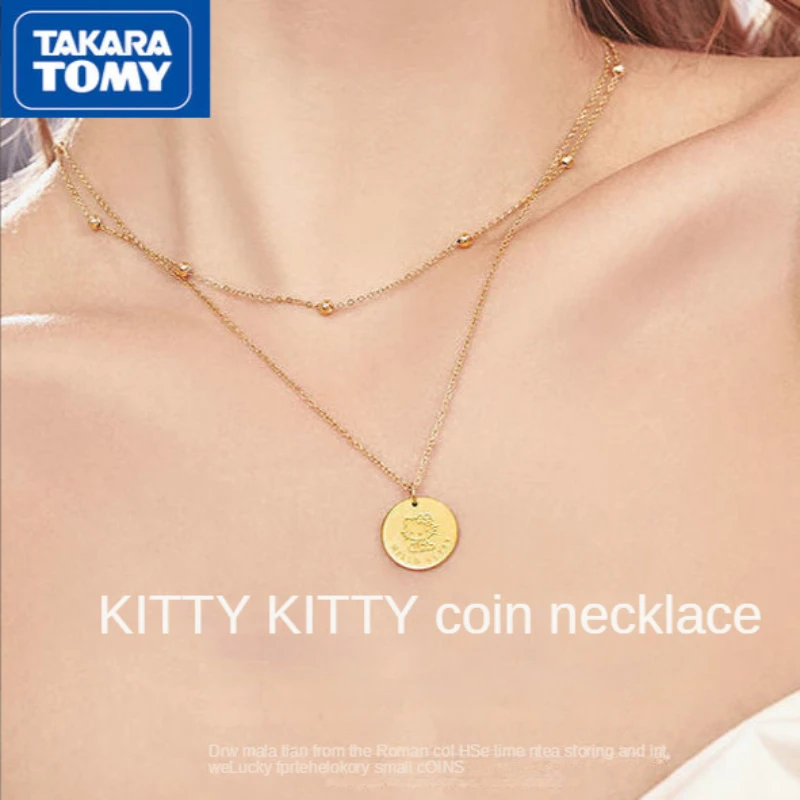 

TAKARA TOMY Hello Kitty Necklace Girls Double Layer Light Luxury Design High-quality Sweet Clavicle Necklace Birthday Gift