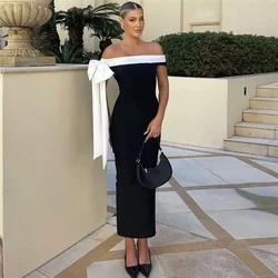 Tuularose Summer Bandage Long Dress Women's Elegant One Shoulder Bow Tie Slim Evening Dress Sexy Patchwork Party Dress Y2k 2025