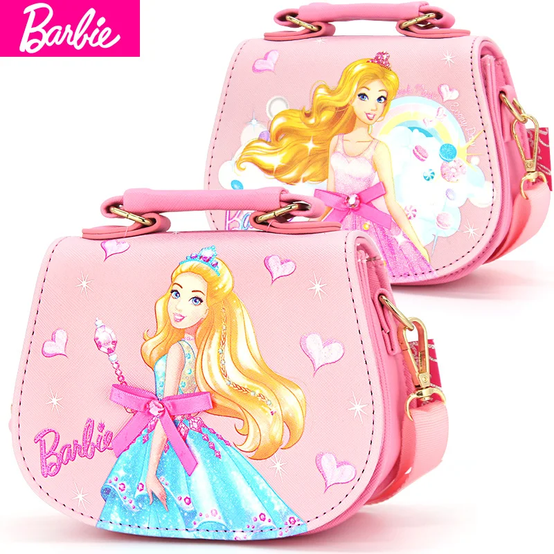 

Original Barbie Pink Handbag Kawaii Messenger Bags Outgoing Waterproof Adjustable Crossbody Girls Accessories Kids Backpack Gift