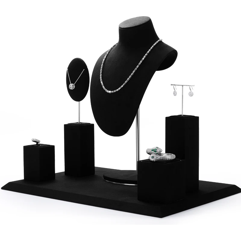 Original Jewelry Display Stand Microfiber Necklace Pendant Earrings Counter Set Display Stand jewelry boxes and packaging