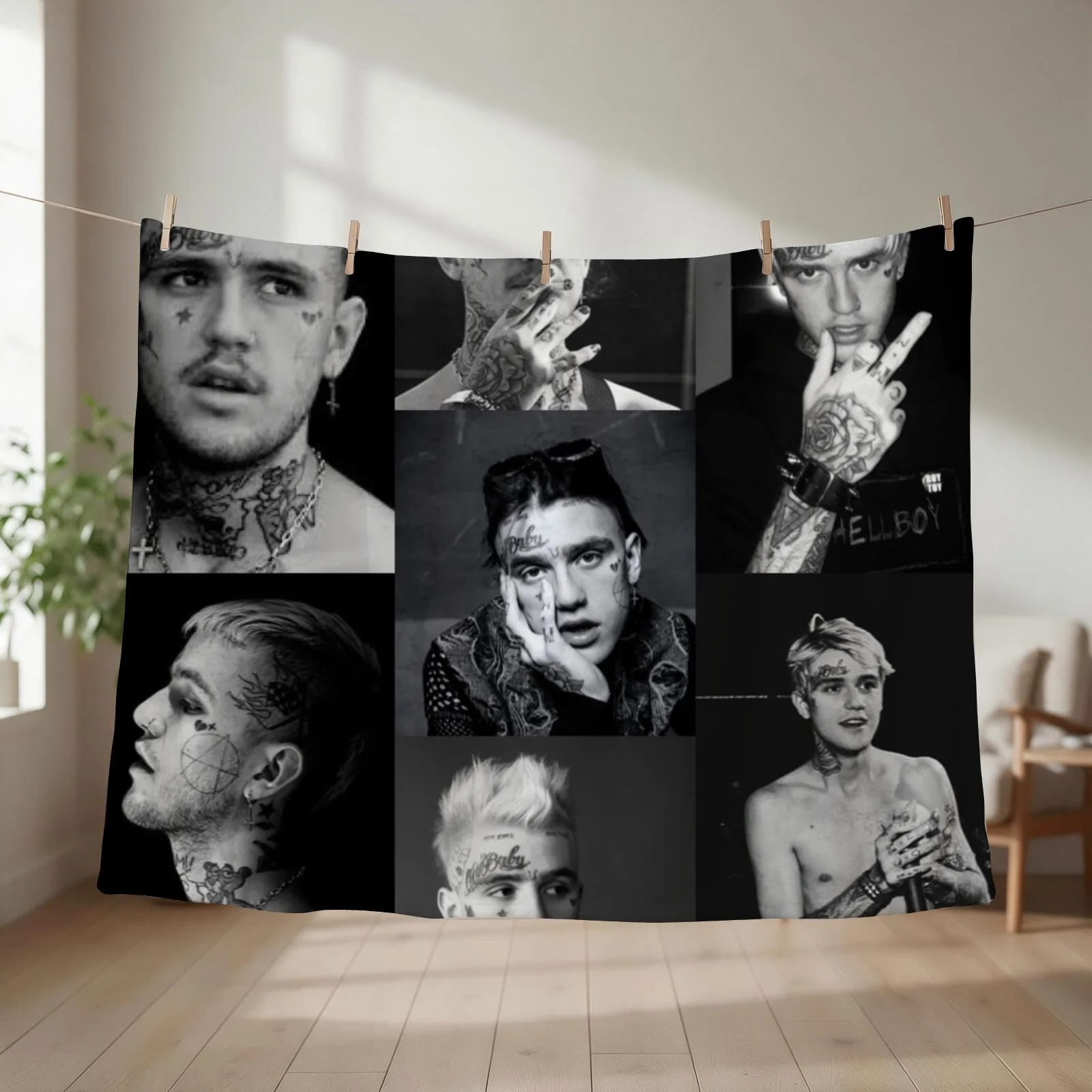 Peep black and white collage Throw Blanket couch cozy soft plush fuzzy picnic outdoor blanket
