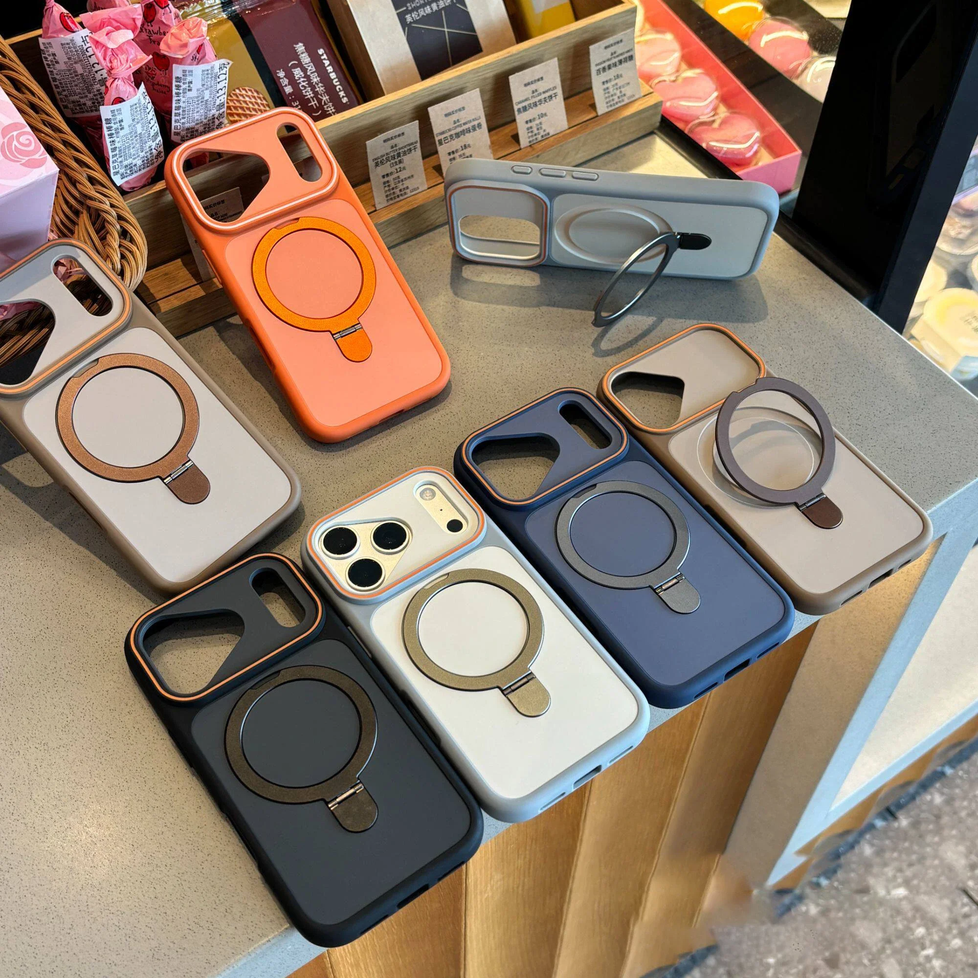 Stoßfeste Matte Schutzhülle mit Ständer für iPhone 17 18 Air 16 14 15 Plus 13 12 Pro Max, kompatibel mit Magsafe, magnetische Panzerhülle – Detail 4