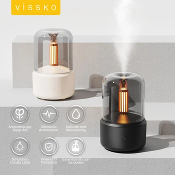Vissko 휴대용 미니 아로마 디퓨저, USB 가습기, 에센셜 오일, 야간 조명, 콜드 미스트 메이커 분무기, 가정용 선물