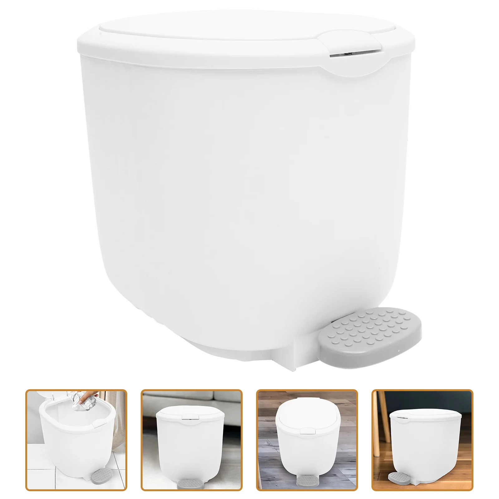 

Household Living Room with Covered Foot Waste Paper Barrel Push-type Trash Can Garbage Plastic Bin Bucket Pedal Sanitary Cans