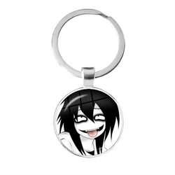 2021 New Style Jeff and Jane The Killer Pendant Keychain Creepypasta Creepy Pasta Ticci Toby Fashion Glass Key Ring Jewelry