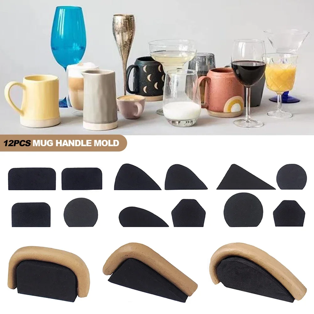 Juego de moldes con mango de taza de cerámica, 12 tazas DIY, herramienta de fabricación de mango para arcilla, cortadores de arcilla cerámica, molde con mango para taza de café