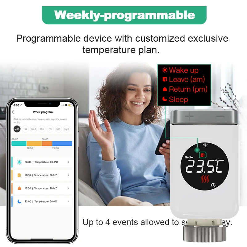 Tuya Smart  Zigbee Thermostatic Valve TRV Radiator Actuator ZigbeeThermostat App Remote Temperature Controller Alexa Google Home