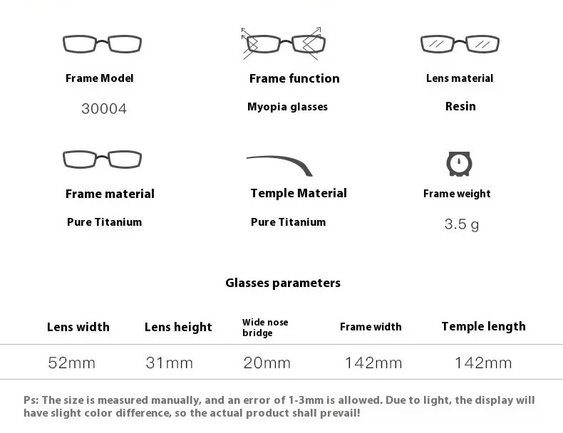 Ultra-light Pure Titanium Semi-rimmed Myopia Glasses Frame B-Titanium Wire Frame for Men Plano and Prescription Optical Frame