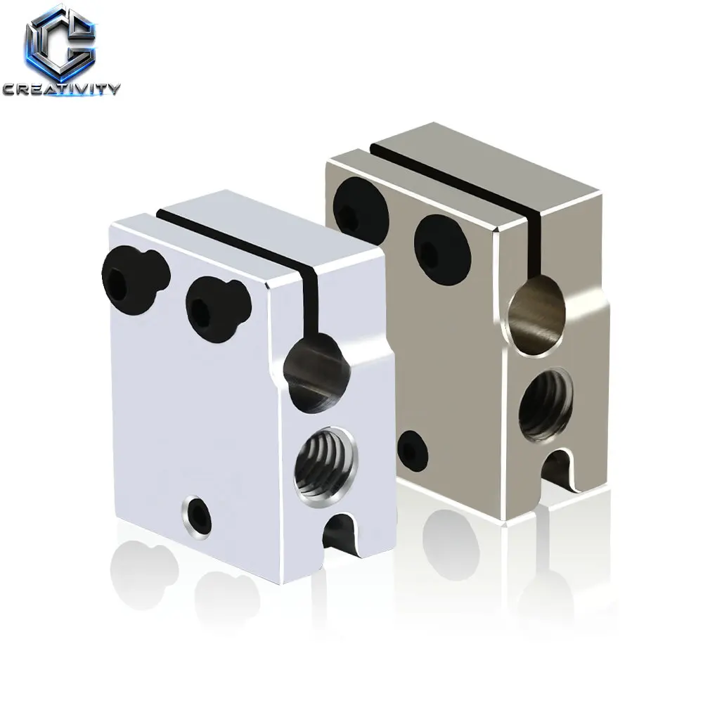 High Quality PT100 Volcano Heated Block Hotend Aluminum Brass Copper Plated Heating Block Volcano Heatblock 3D Printer Parts view 4