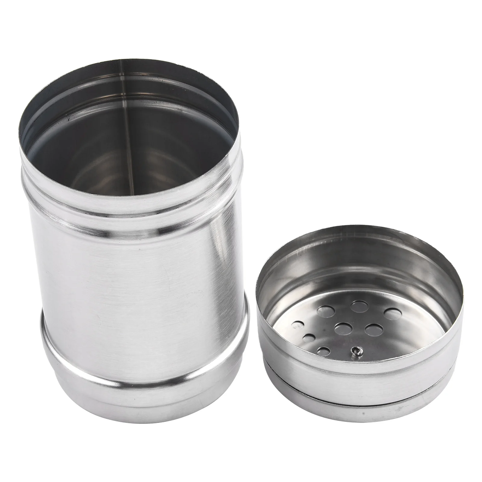 Reusable Stainless Steel Seasoning Jar with Secure Lid for Dispensing Salt Pepper and Other Dry Spices During Cooking or Dining