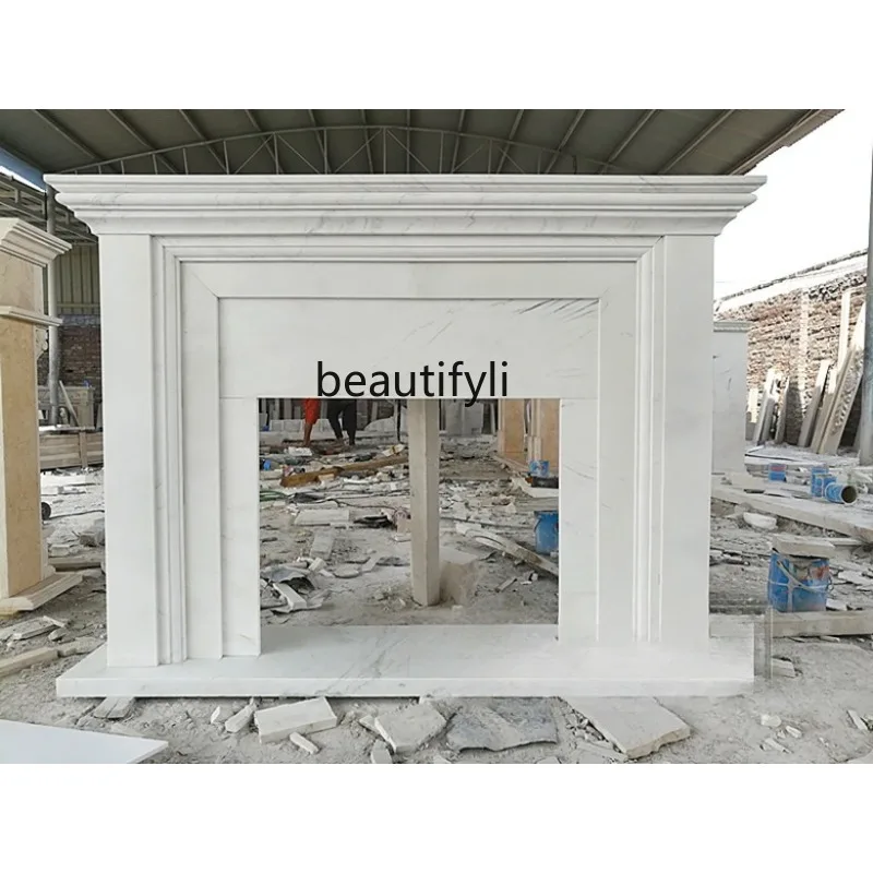 

Natural marble fireplace custom American stone decorative cabinet simple stone carving ornament