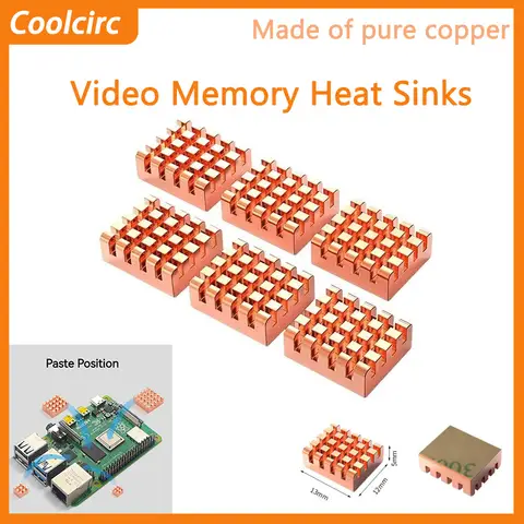 COOLCIRC VRAM Copper Heatsink 13x12x5mm Thermal Conductive Copper Sheet for Cooling Cooler GPU Chips VRAM VGA RAM GPU