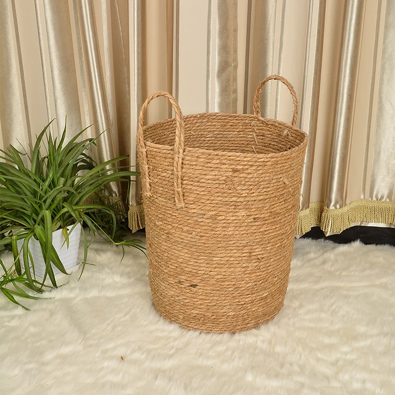 Straw weaving willow storage basket Dirty laundry storage bucket Home bedroom sundries storage basket storage basket tidying Lou