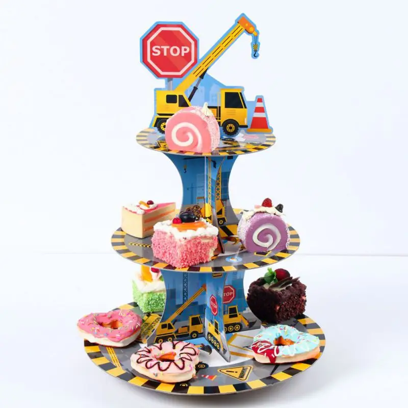 Konstruksi Topper Cupcake Pick Dump Truck Ekskavator Traktor Hiasan Kue Pesta untuk Dekorasi Pesta Baby Shower Ulang Tahun Anak-anak