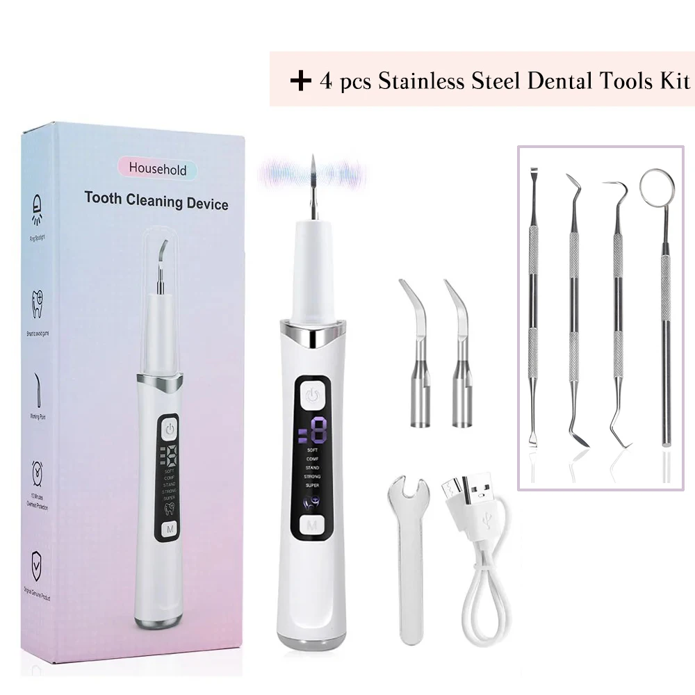 Plaque Tandsteen Remover Voor Tanden Ultrasone Tandenreiniger Huishoudelijke Inter-Tandheelkundige Puntige Reiniging Calculus Scaler Mondverzorging Set