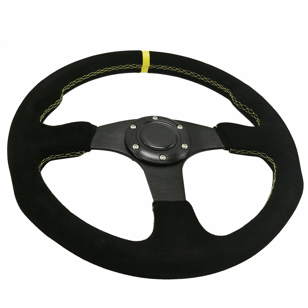 

Универсальная модификация автомобиля замша как замша руль 350 мм желтая линия и черная линия Спортивный гоночный руль