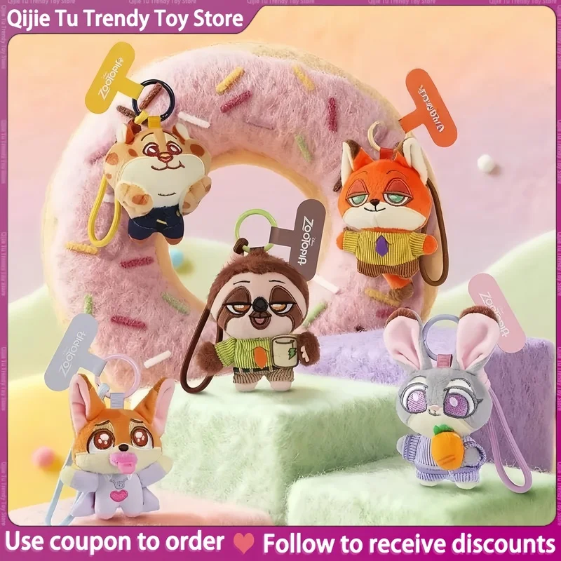 New 52toys Zootopia2 Cute Friends Gathering Series Plush Mobile Phone Rope Blind Box Anime Surrounding Nick Judy Officer Leopard