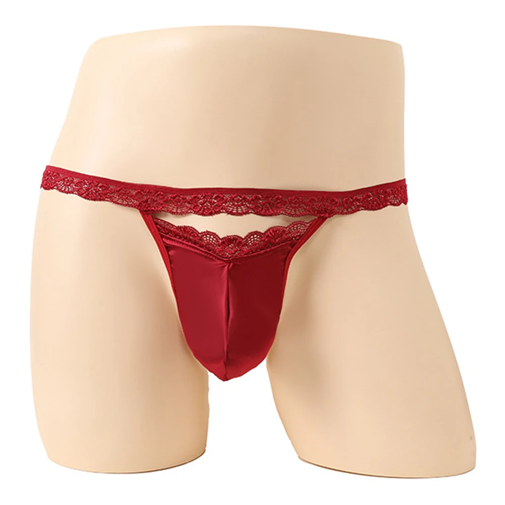 Sexy Men's Panties G-String Thong Bikini Underwear Hollow Lace Pouch Thongs Panties Enhance T-Back Jock Strap