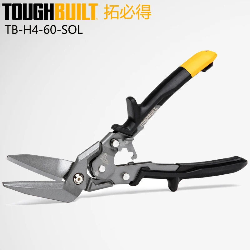 TOUGHBUILT TB-H4-60-SOL Straight Offset Long Cut Avation Snips heavy Slanted Head Labor-saving Slanted Mouth Cutting Pliers