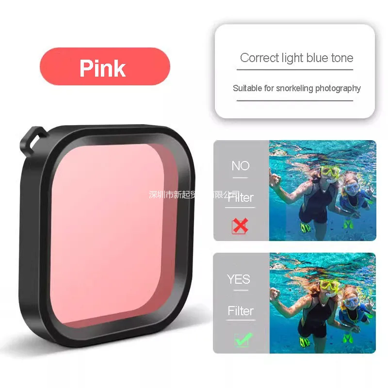 （not used for original）For GoPro Hero 12 11 10 9 Camera Waterproof Swimming Filter Red Pink Purple Dive Filter Diving