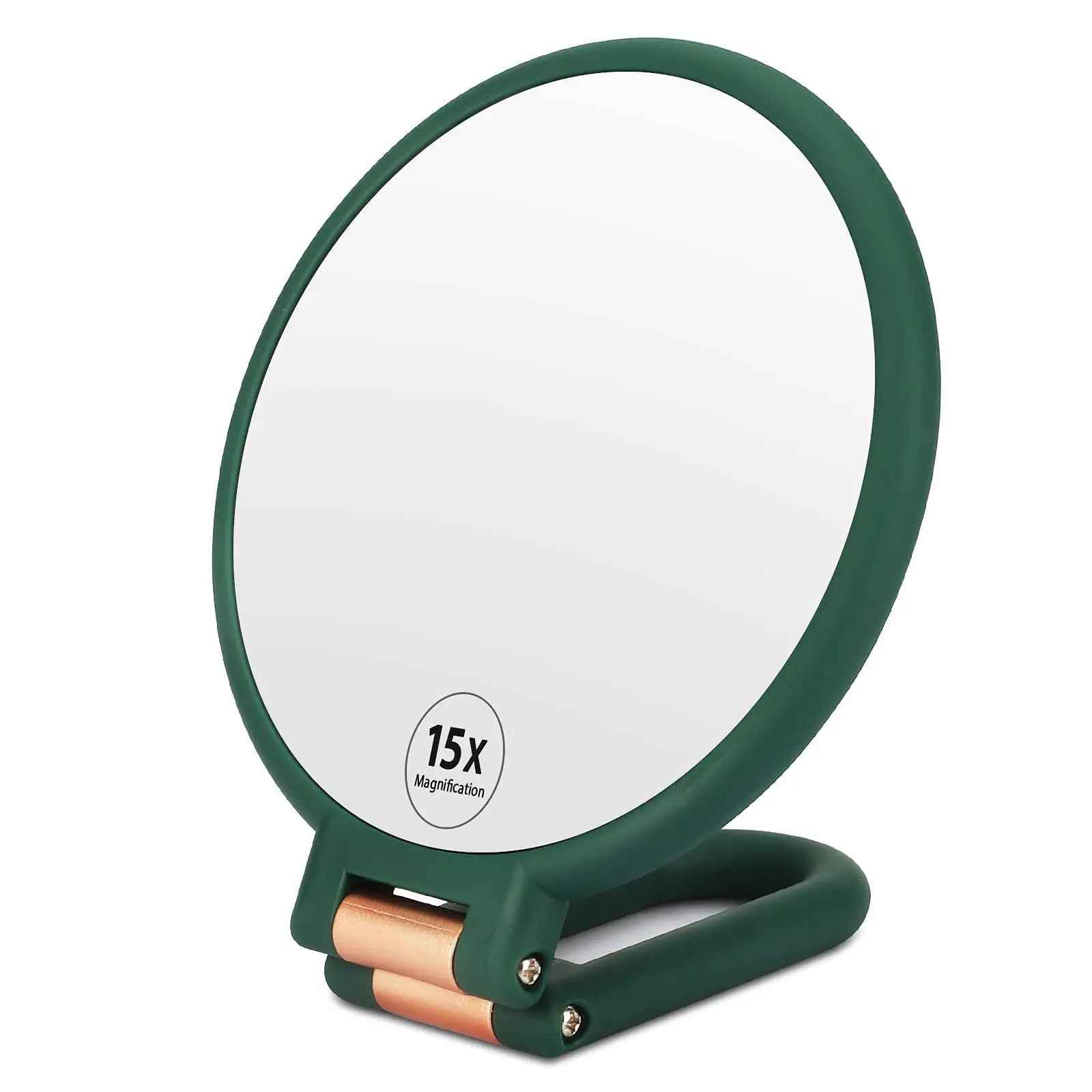 

Magnifying Handheld Mirror ,Travel Folding Hand Held Mirror,Double Sided Pedestal Makeup Mirror with 1/15x Magnification