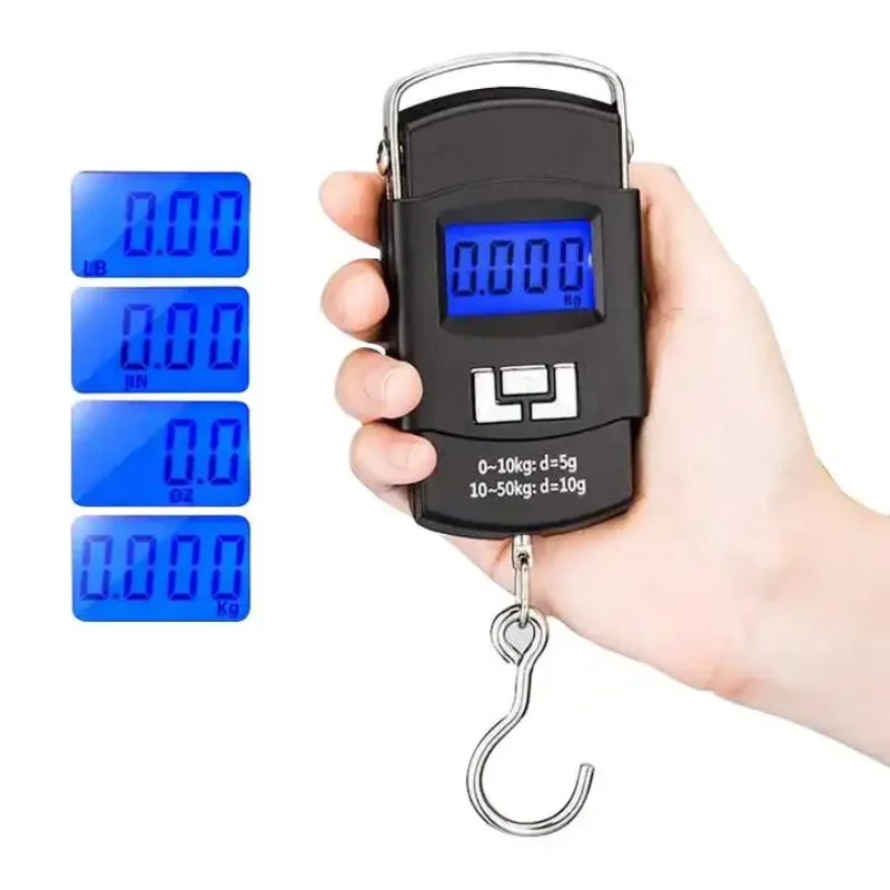 1pc Black 50kg Portable Electronic Portable Luggage Scale LCD Digital Display Screen Express Delivery Scale Hook Mini Scale