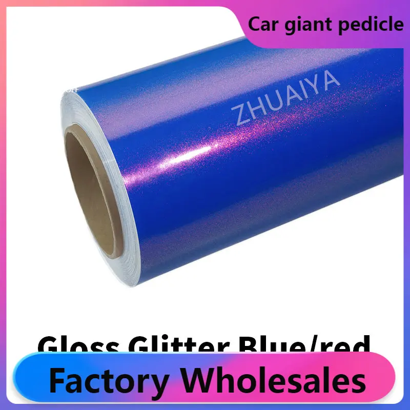 

Highest quality Chameleon Glitter Blue Red Vinyl Wrap film wrapping film bright 152*18m quality Warranty covering film voiture