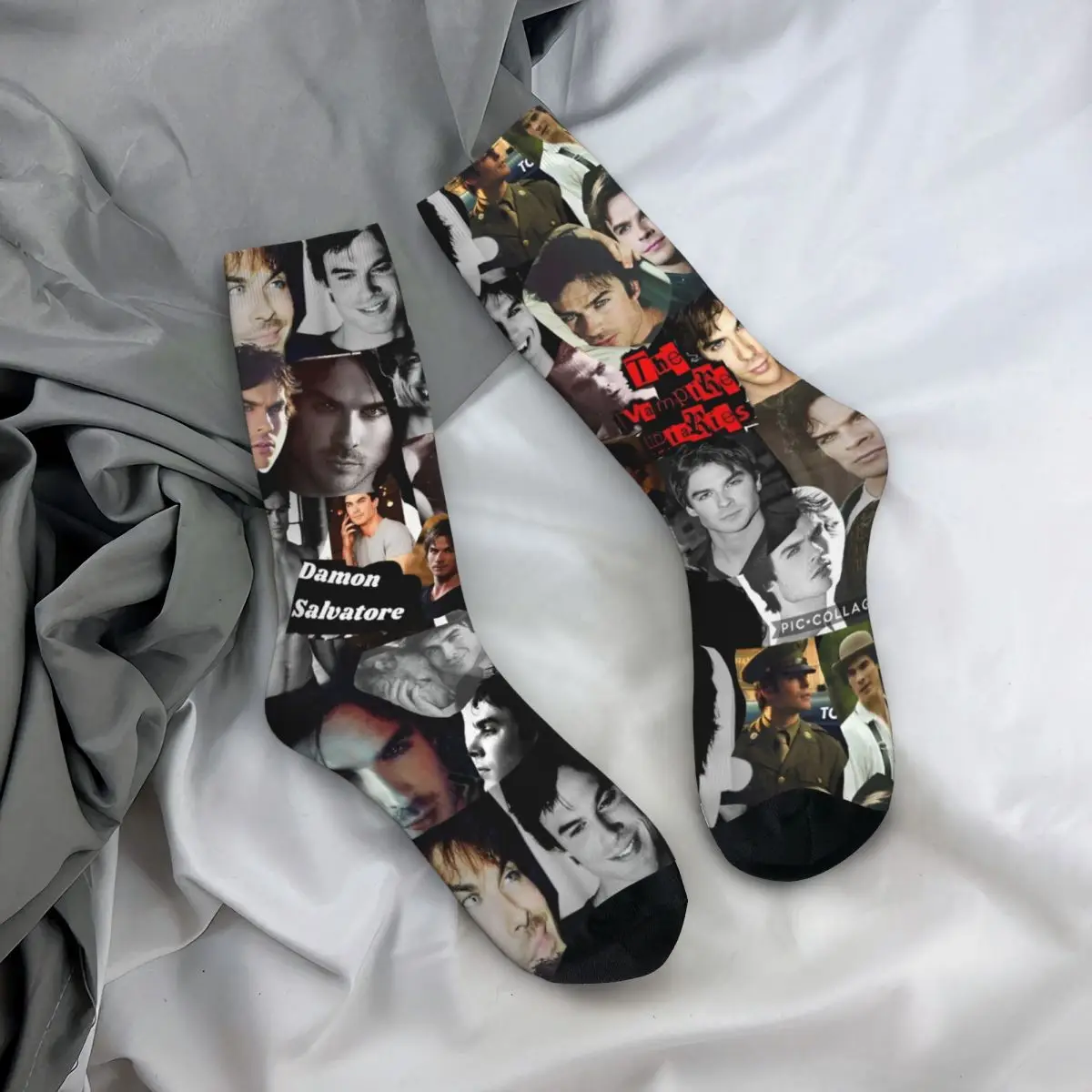 Ian Somerhalder Collage Stockings Graphic Vintage Socks Autumn Non Slip Socks Women Men Cycling Soft Socks