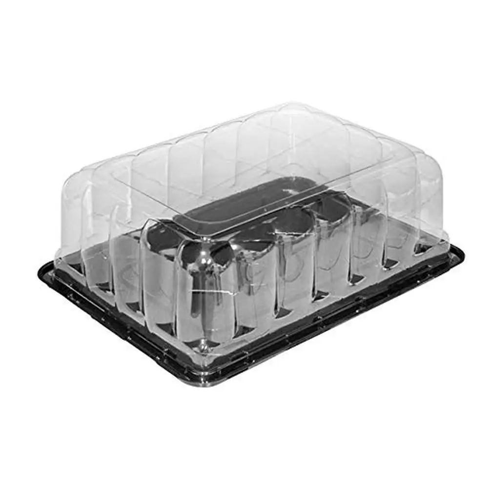 Clear Top Black Base Cake Transporter, 65er-Pack, 12,7 cm, RoseDome-Serviergericht, 1/4-Blatt-Kuchenbox