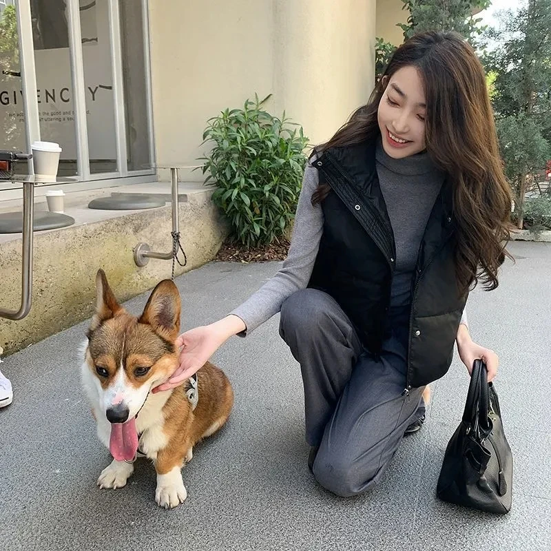 

Жилет, пальто, осень-зима 202, новая женская короткая модная куртка, кардиган с воротником-стойкой, женский жилет, женская свободная теплая верхняя одежда