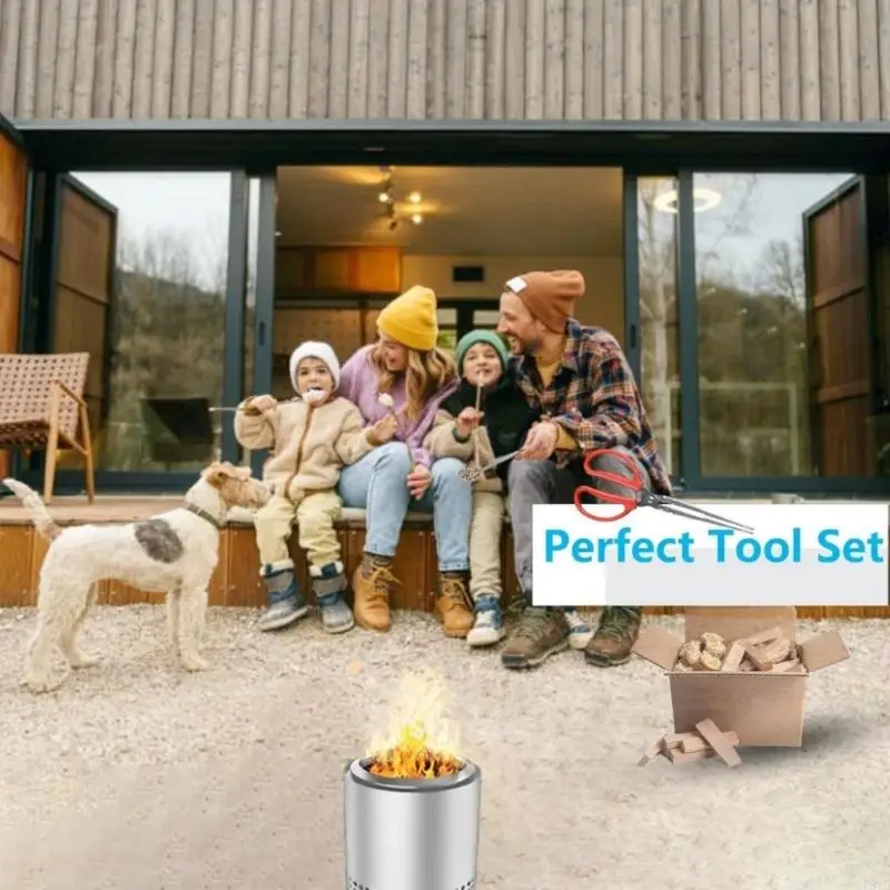 Aggiorna il set strumenti per caminetti in acciaio con manico ergonomico resistente calore e palette per cenere