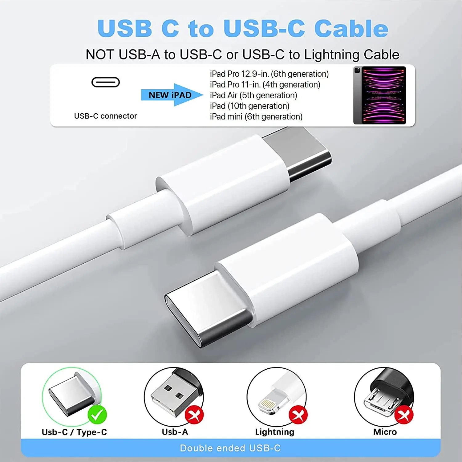 10-20pcs 1M 3FT USB C to USB C Fast Charging PD USB Type C Cable For Samsung S20 S22 Note 20 xiaomi huawei