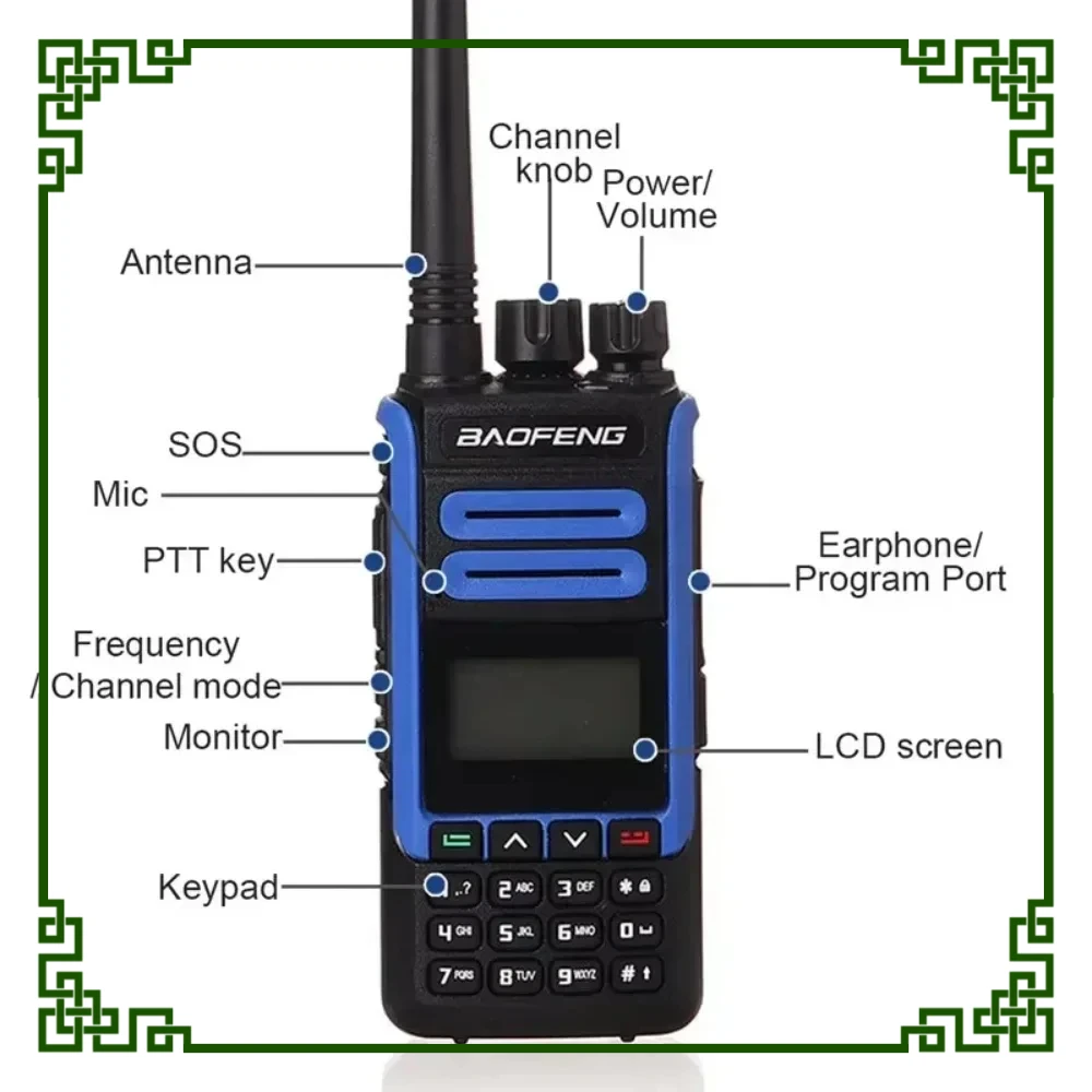 

Baofeng BF-H7 Walkie Talkie 2-Way Radio Long Range 10KM 128 Channels FM NOAA Dual Band Handheld Two Way Radios with Earpiece"