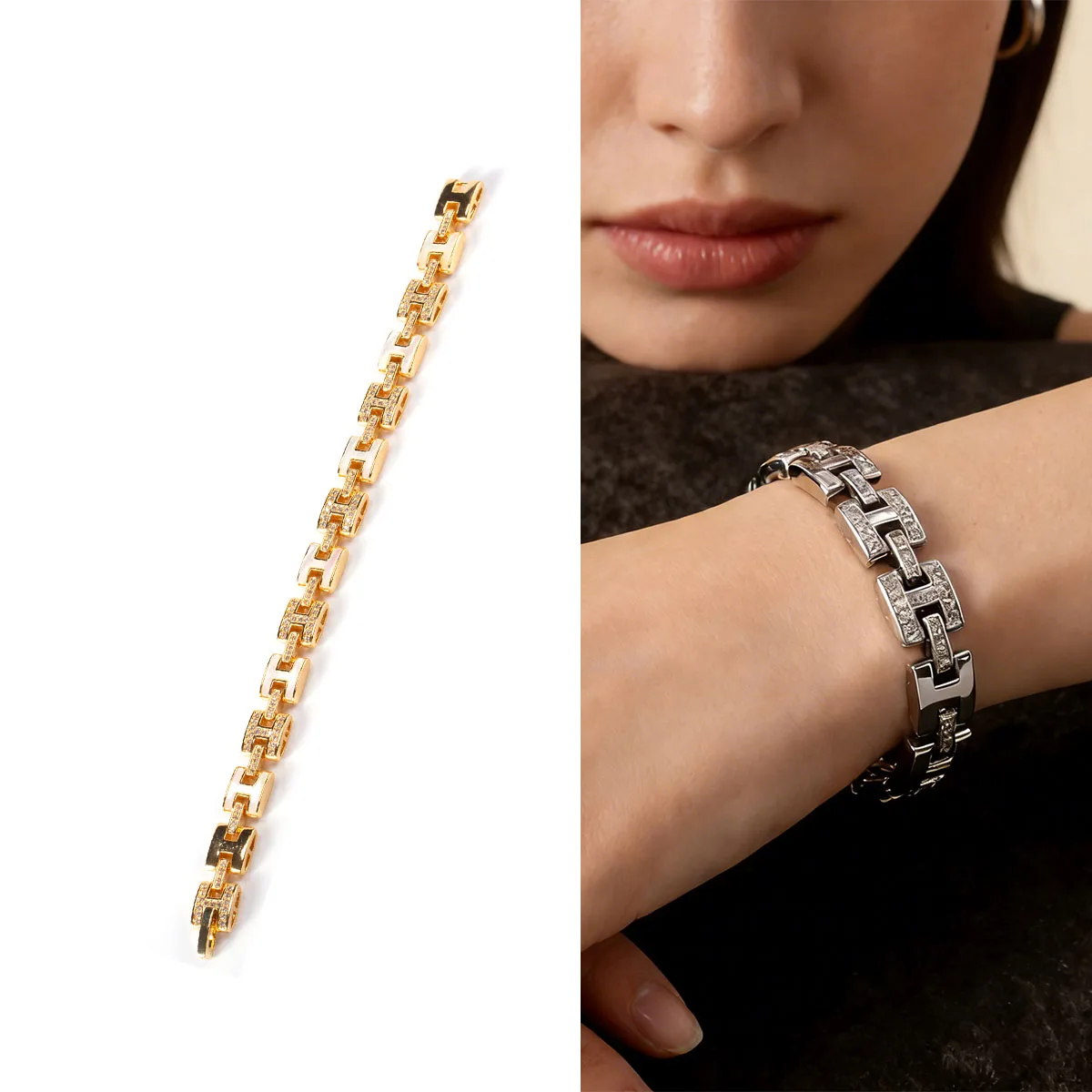 

Браслет из нержавеющей стали с простым геометрическим узором | Позолоченный, идеальный подарок для женщин, подруг, на День матери, День святого Валентина, День защиты женщин