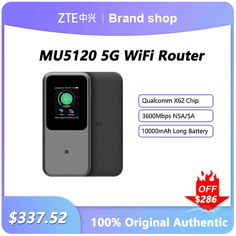 Hot selling ZTE MU5120 5G Portable WiFi U50 Pro 10000mah 27W Fast Charge WiFi 6 3600Mbps Mobile Hotspot 5G Router Sim Card