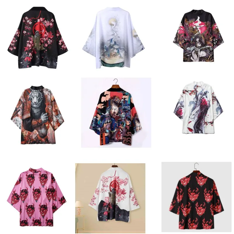 

Summer New Creative Hanfu Kimono 3D Print Casual Outerwear ex Couples Haoran irt Floral Pattern Polyester No Ironing Re...