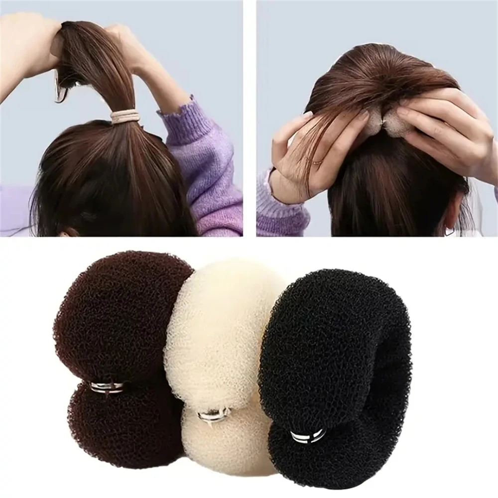 1pcs Hair Bun Maker Donut Magic Foam Sponge Styling Braiders Tools Headband Women Styling Tools Black Complexion Brown