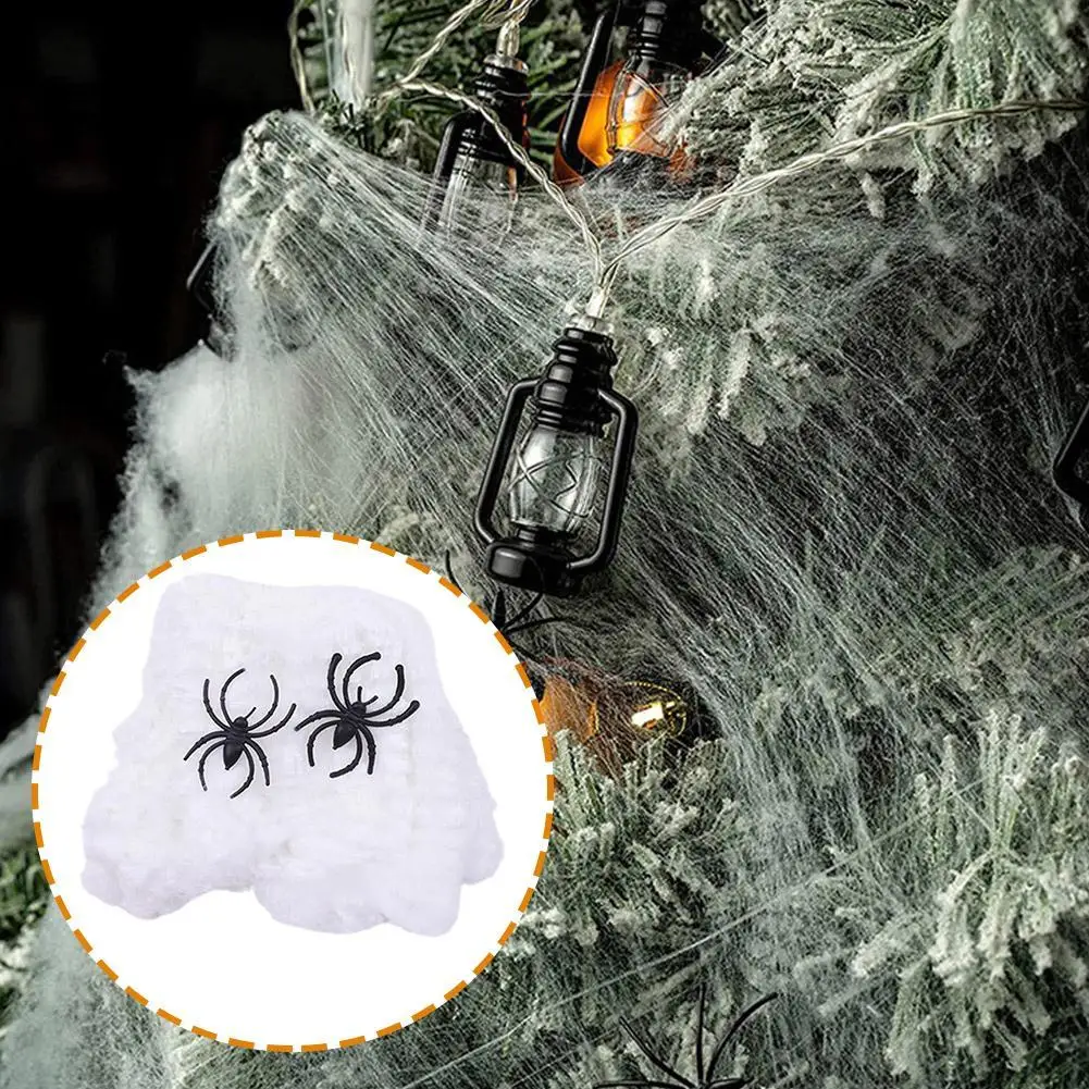 

Halloween Spider Cotton Halloween Scary Party Deco DIY Web Spider Elastic House Prop Supplies Decoration Scene X5Z6