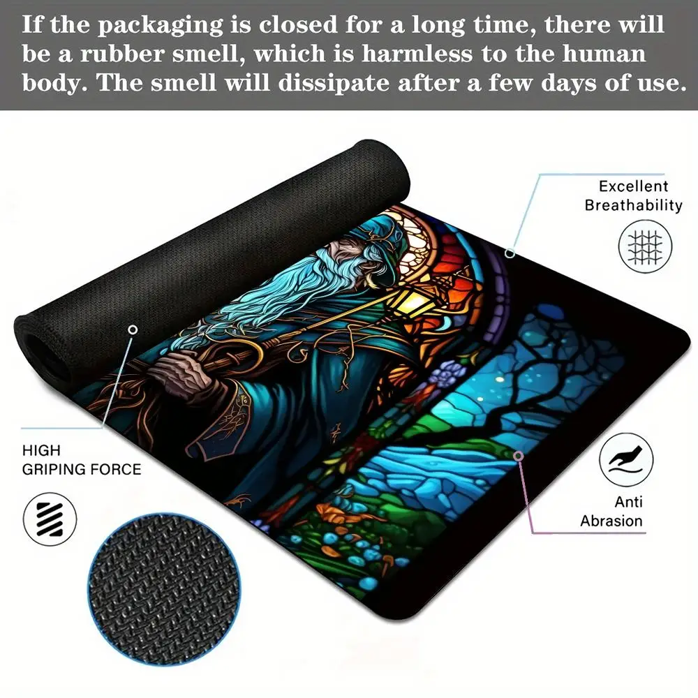 تصميم الرسوم التوضيحية للرسوم المتحركة في العصور الوسطى، حصيرة مكتبية مع حافة مخيطة، قاعدة مطاطية غير قابلة للانزلاق، ملحقات الكمبيوتر، سجادة لعب سحرية #5