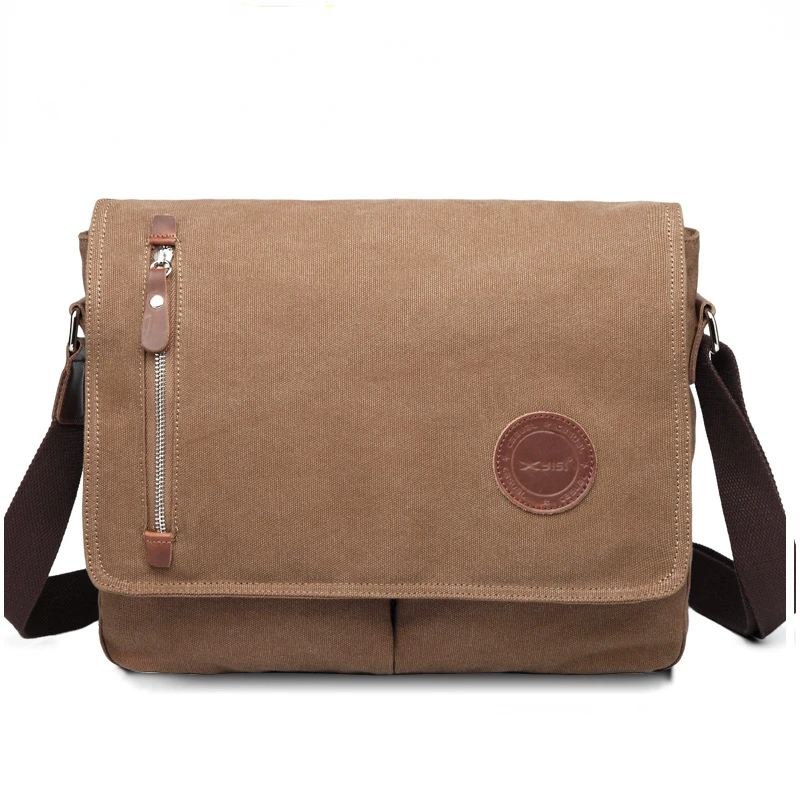 Men\'s Retro  Shoulder Bag Cotton Canvas Casual Crossbody Bag Classic Business Travel Messenger Bag Men A4 Book Sling Bag