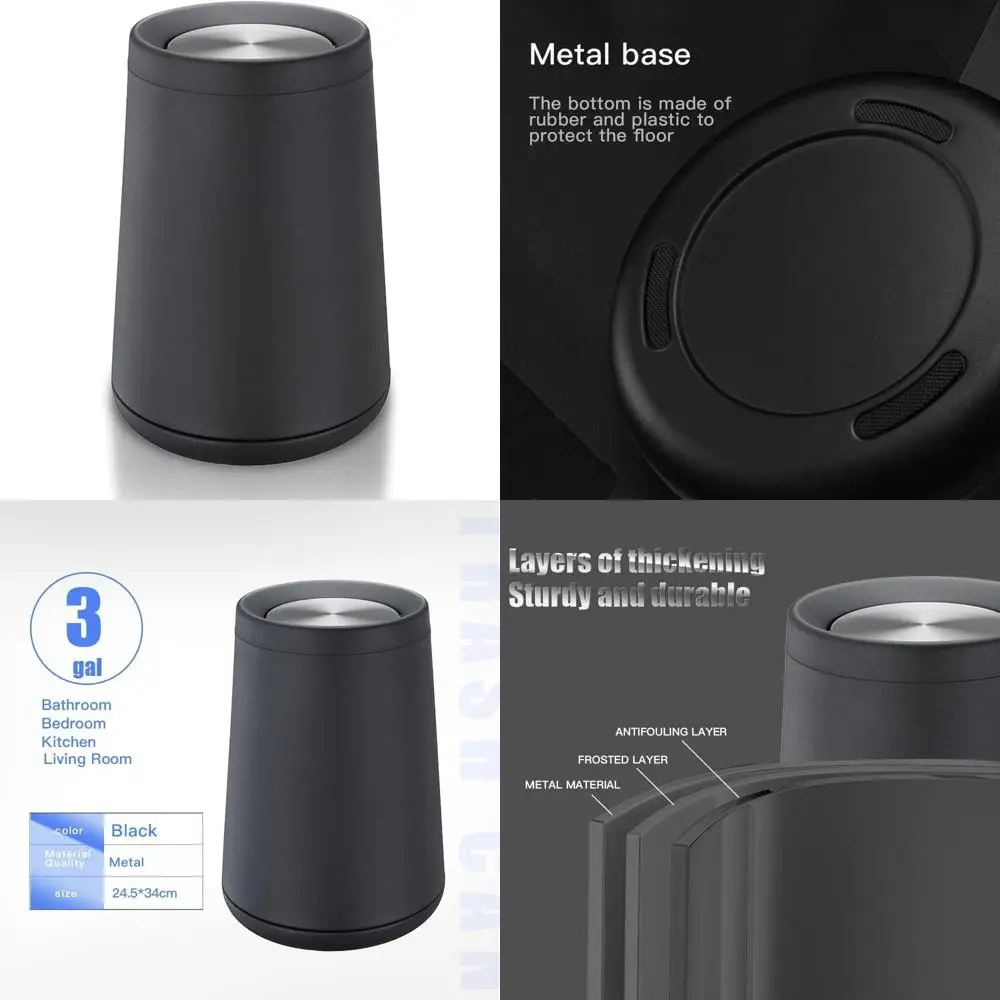 

Stainless Steel Swing Top Bathroom Trash Can, 10 Liter Capacity, Garbage Bin with Flip Lid for Indoor Use and Convenience