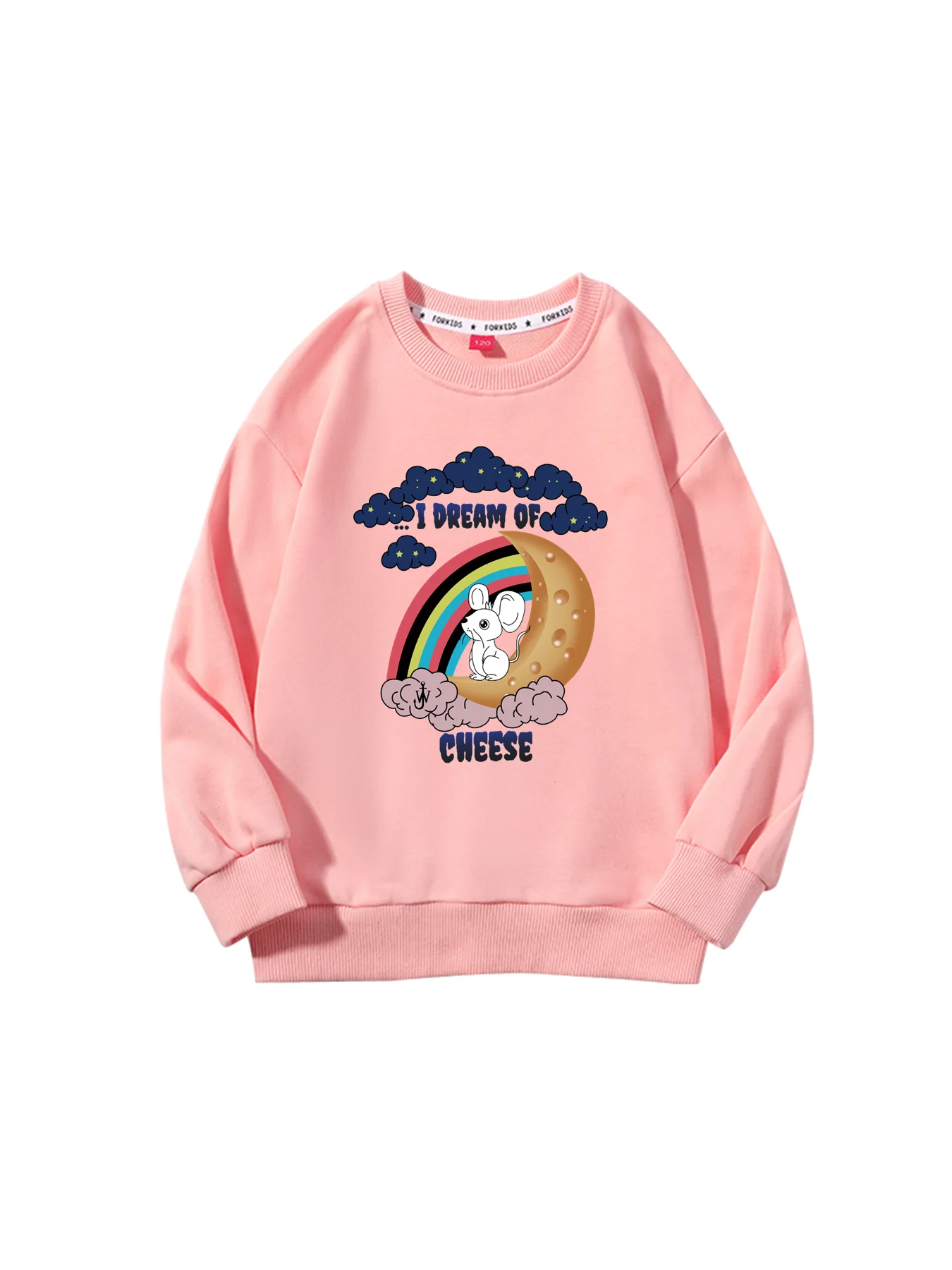 Cute Romantic Kids Clothes Spring Girls Hoodies Sweet Rainbow Cheese Rabbit Print Tops Pullover Children's Clothing Autumn Wear