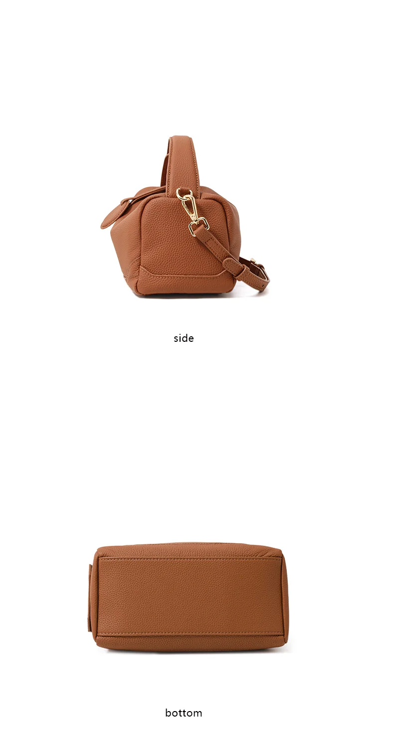 Retro Echtleder Tote Handtasche Damen Schulter-Umhängetasche Schlichte Elegante Pflanzlich Gegerbte Lederhandtasche – Detail 8