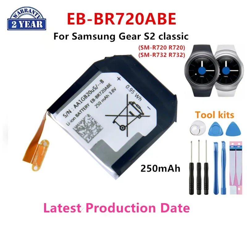 

Brand New EB-BR720ABE 250mAh New Battery For Samsung Gear S2 classic SM-R720 R720 R732 Smart Watch Batteries+Tools