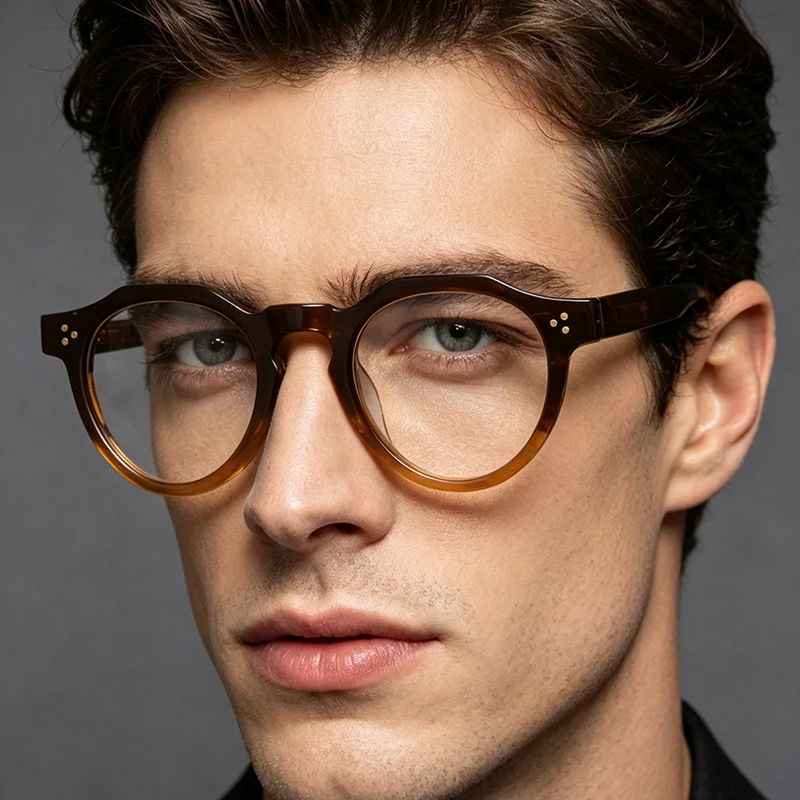 Round Handmade Vintage Acetate Glasses Frame Men's Women Fashion Design Eyeglasses Japanese Brand Gorgeous Spectacles Frames New