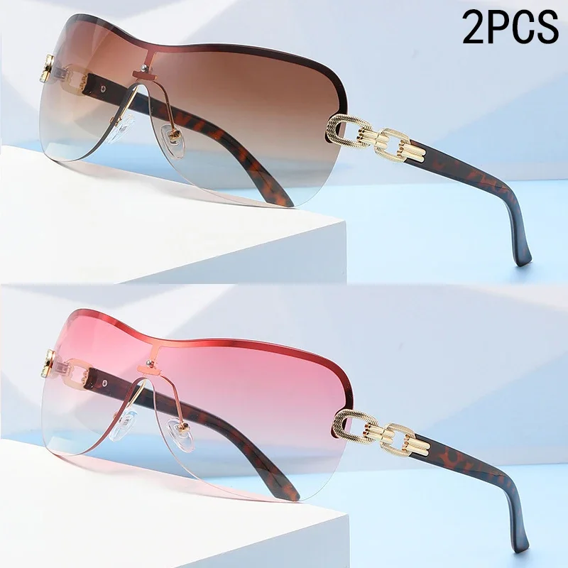 

2PCS 2025 New One-Piece Sunglasses Retro Style Versatile Wrap Glasses Fashion All-in-One Sunglasses Women 81033